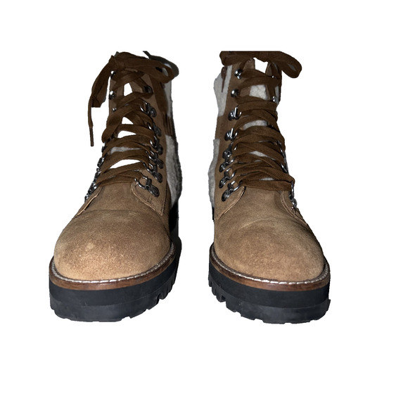 Steve Madden Shoes Womens Sz 9M Brown Suede Faux Fur Buckle Lacie Ankle Boots - Picture 4 of 8